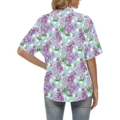 Lilac Pattern Print Design 02 Women's Hawaiian Shirt