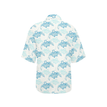 Sea Turtle Pattern Print Design T01 Women's Hawaiian Shirt