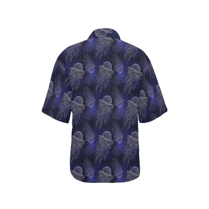 Jellyfish Pattern Print Design 02 Women's Hawaiian Shirt