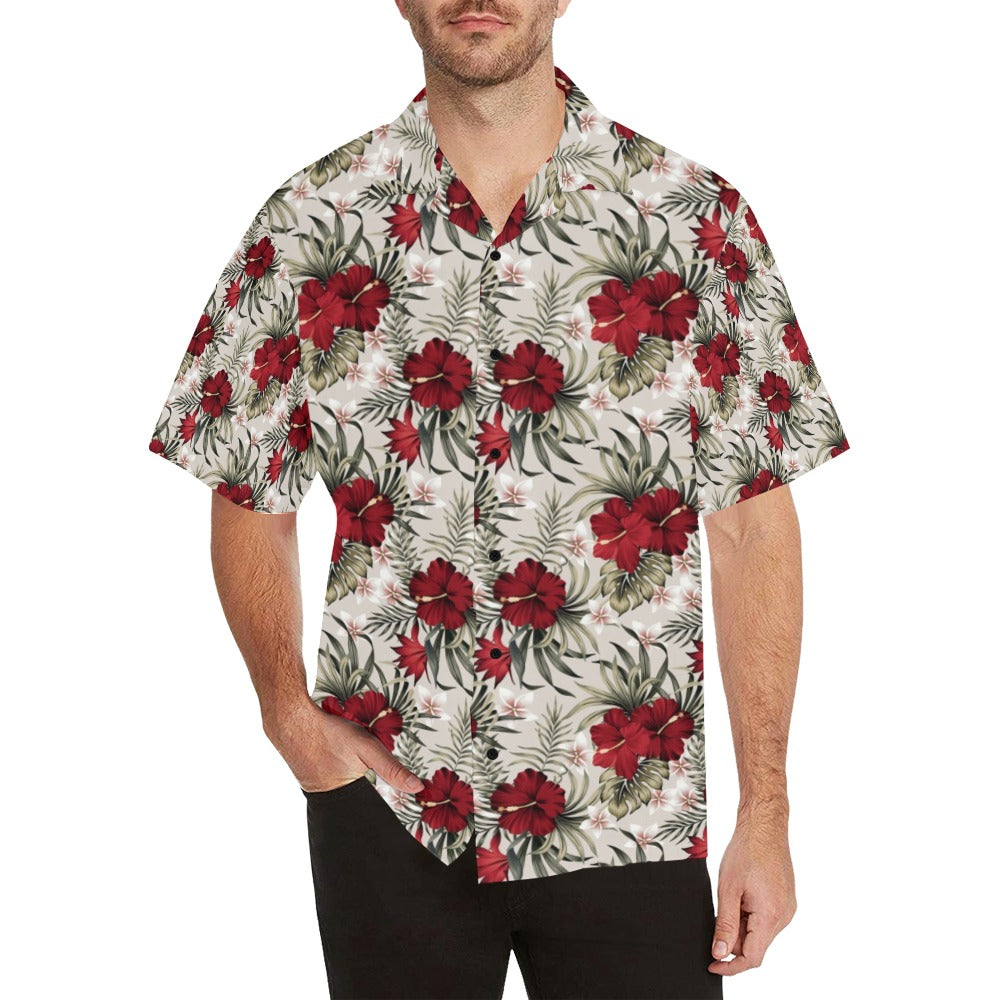 Hibiscus Print Design LKS3011 Men's Hawaiian Shirt