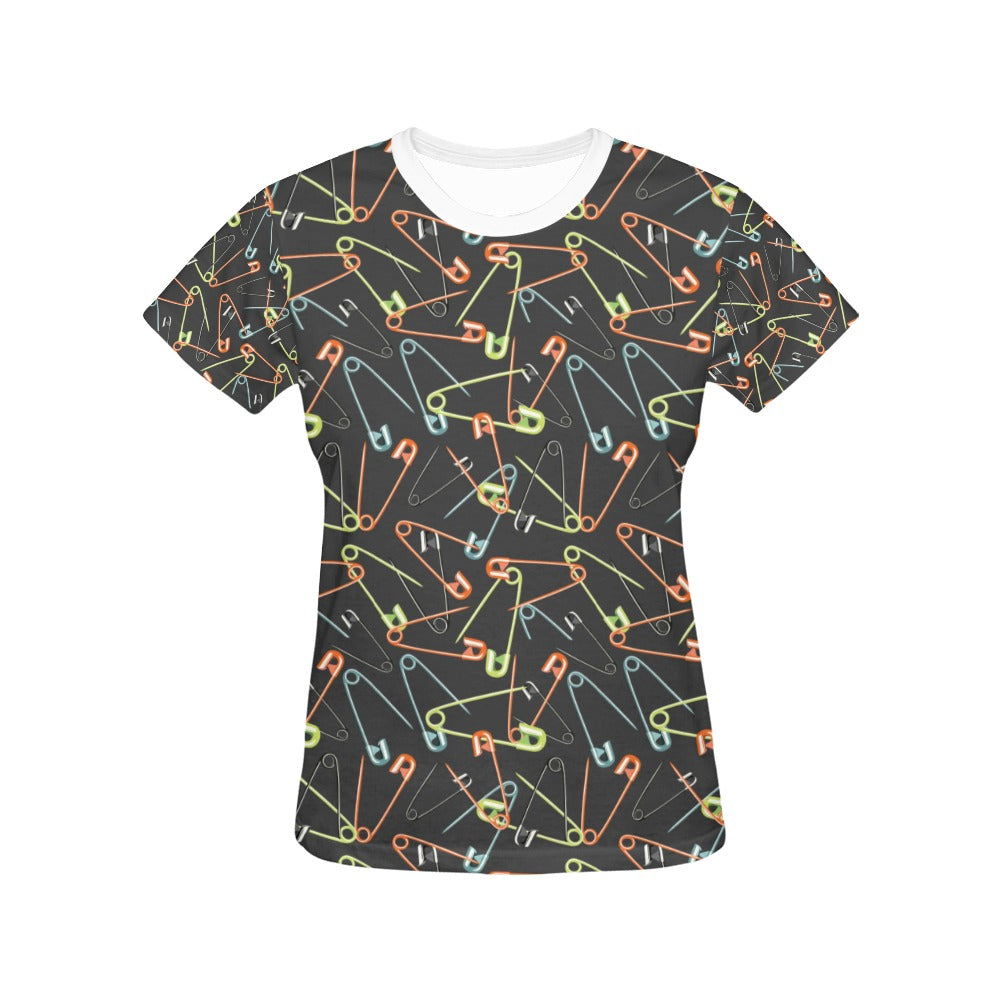 Safety Pin Print Design LKS301 Women's  T-shirt