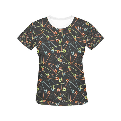 Safety Pin Print Design LKS301 Women's  T-shirt
