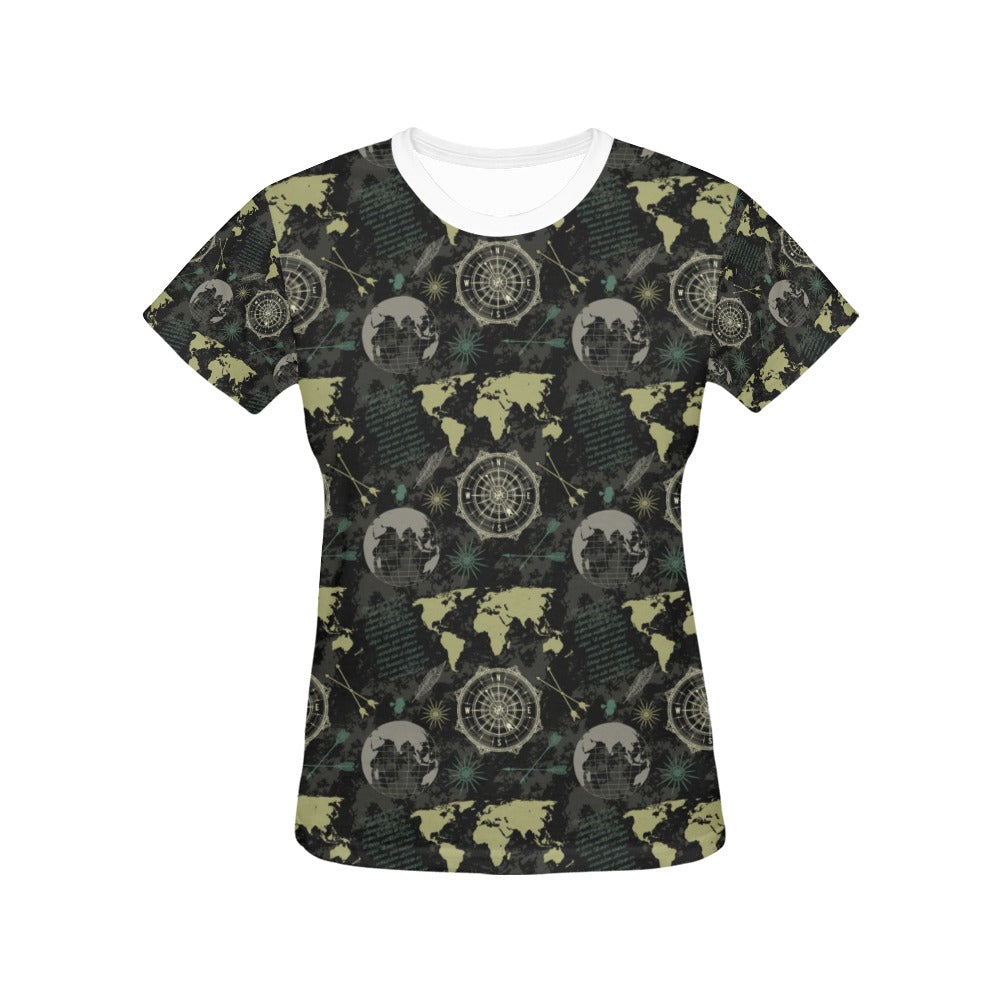 World Map Print Design LKS303 Women's  T-shirt
