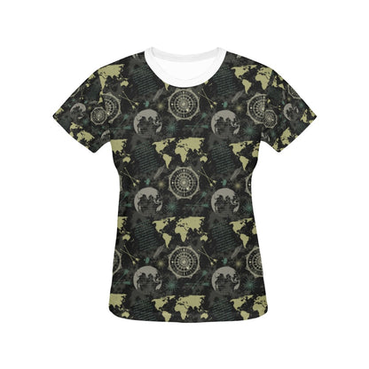 World Map Print Design LKS303 Women's  T-shirt