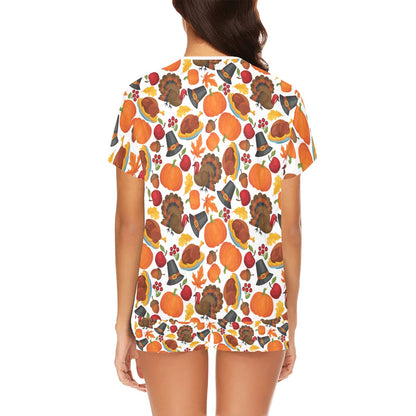 Thanksgiving Print Design LKS304 Women's Short Pajama Set