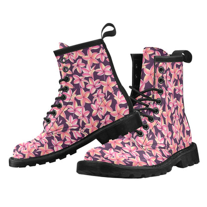 Purple Plumeria Pattern Print Design PM010 Women's Boots