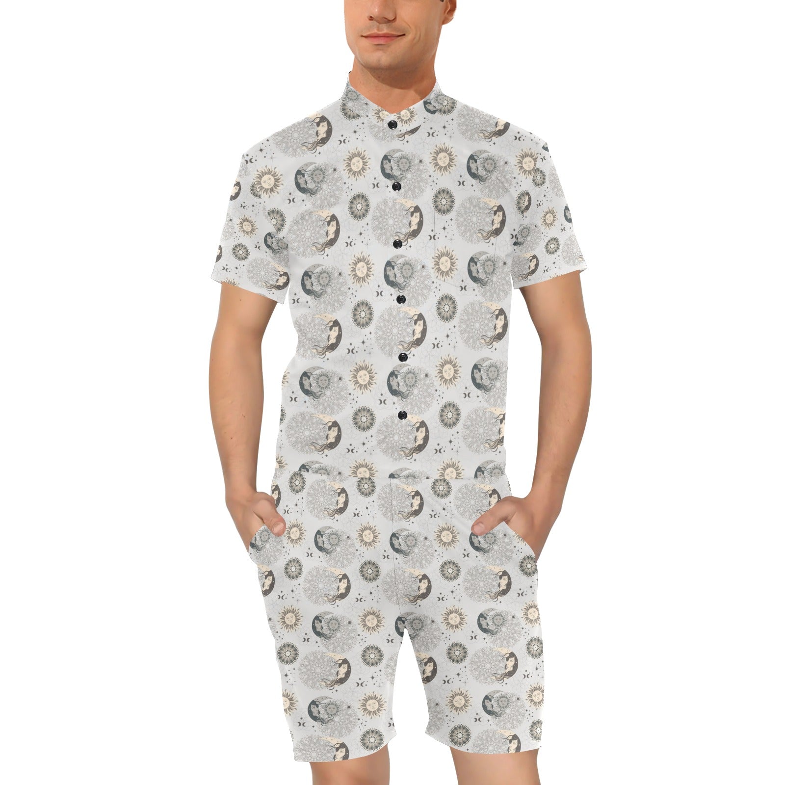 Sun Moon Print Design LKS302 Men's Romper