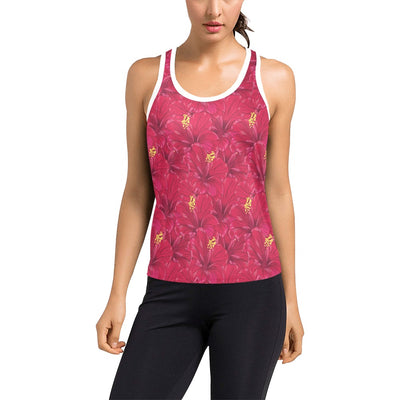 Hibiscus Red Pattern Print LKS308 Women's Racerback Tank Top