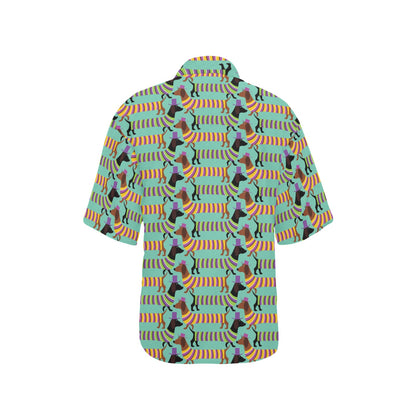 Dachshund Pattern Print Design 05 Women's Hawaiian Shirt