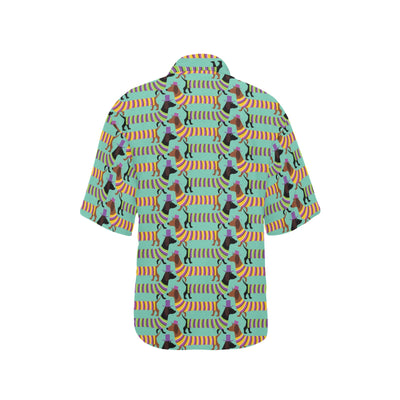 Dachshund Pattern Print Design 05 Women's Hawaiian Shirt