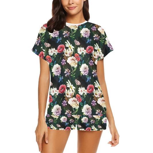 Summer Floral Print Design LKS303 Women's Short Pajama Set