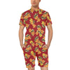 Orange Hibiscus Pattern Print Design HB026 Men's Romper