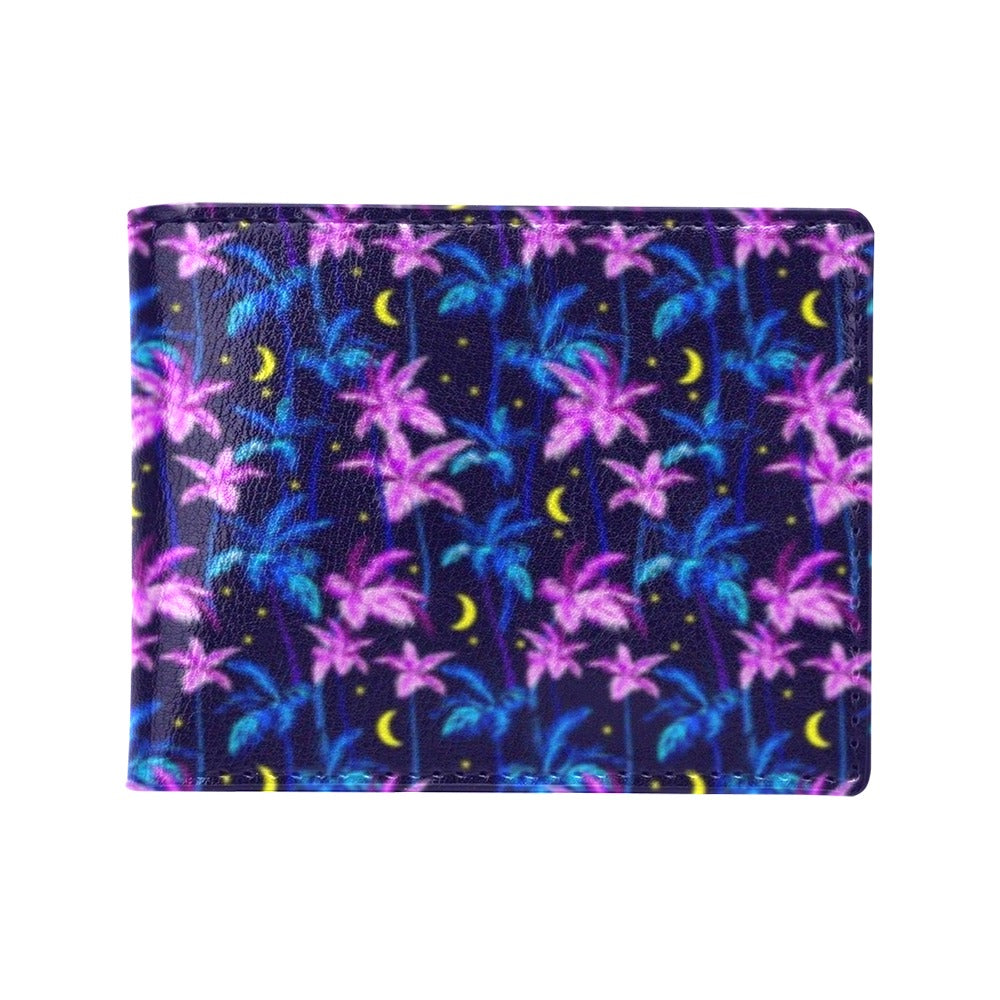 Palm Tree Night Scene Design Print Men's ID Card Wallet