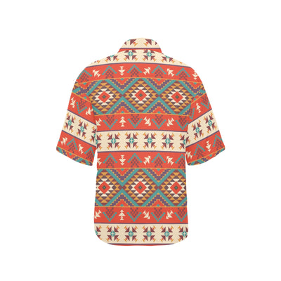 Aztec Red Print Pattern Women's Hawaiian Shirt