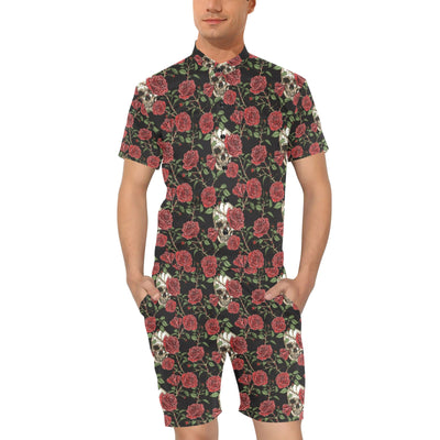 Skull And Roses Print Design LKS303 Men's Romper