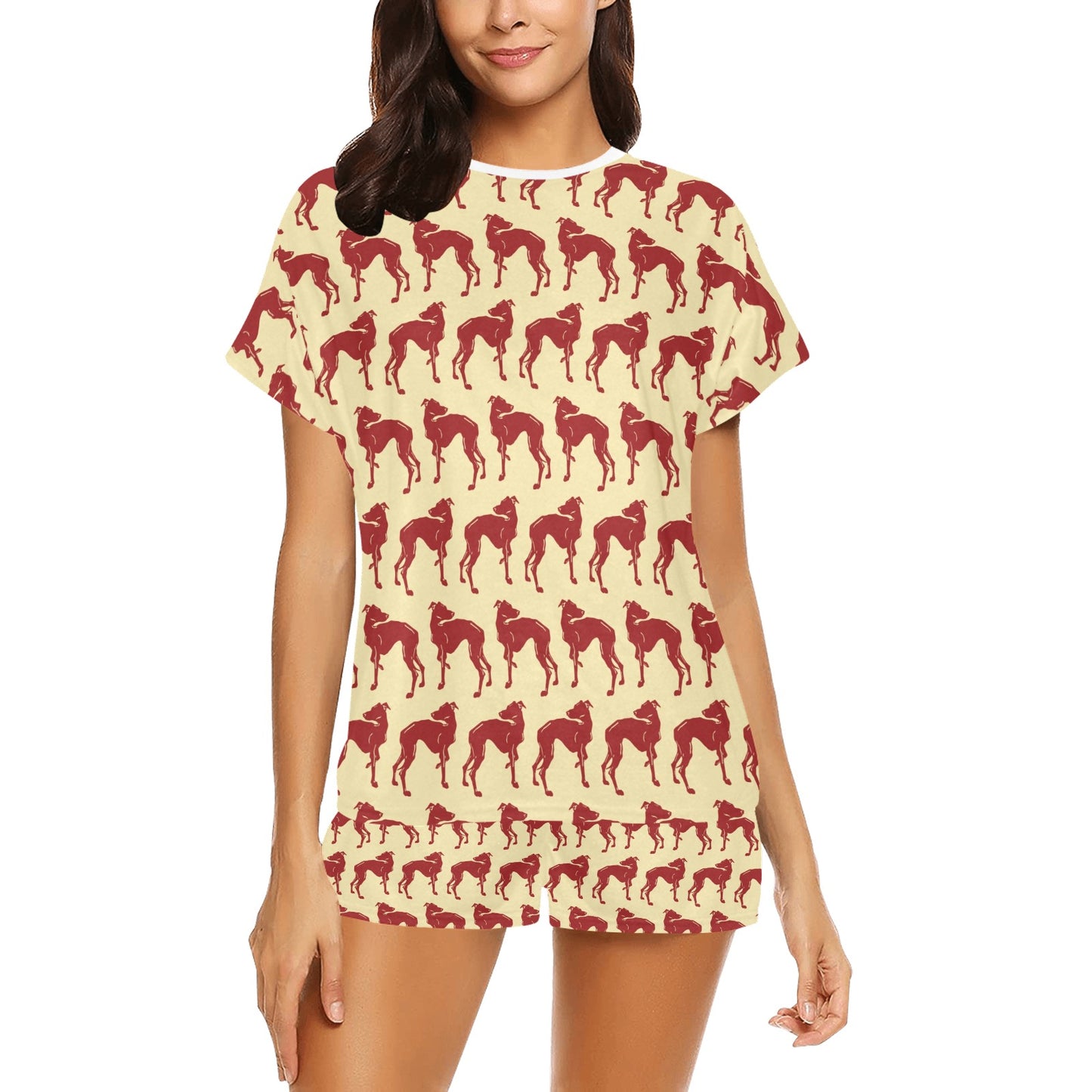 Whippets Print Design LKS301 Women's Short Pajama Set