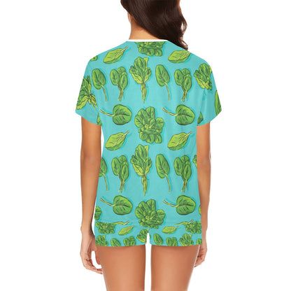Spinach Print Design LKS301 Women's Short Pajama Set