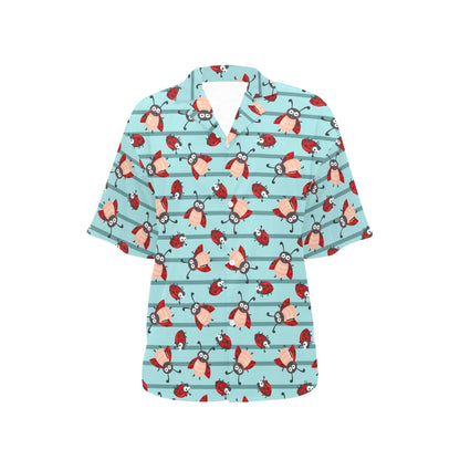 Ladybug Happy Print Pattern Women's Hawaiian Shirt