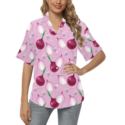 Onion Pattern Print Design A01 Women's Hawaiian Shirt