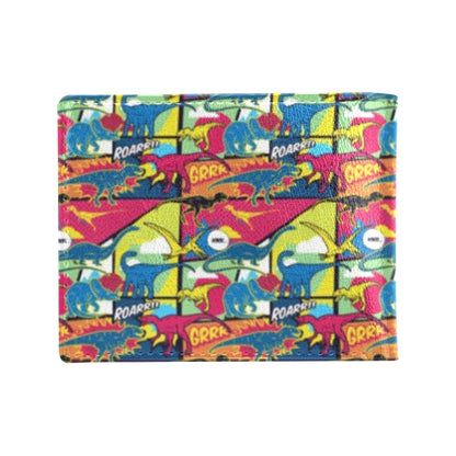 Dinosaur Comic Pop Art Style Men's ID Card Wallet