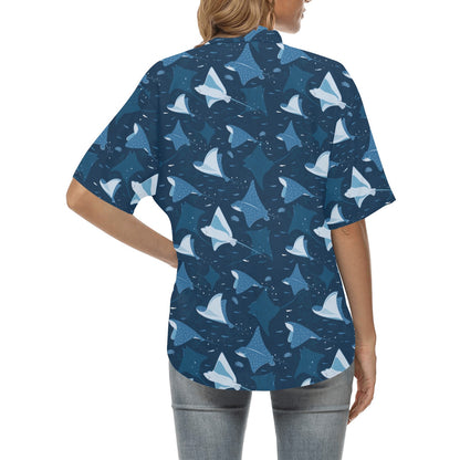 Manta Ray Pattern Print Design 02 Women's Hawaiian Shirt
