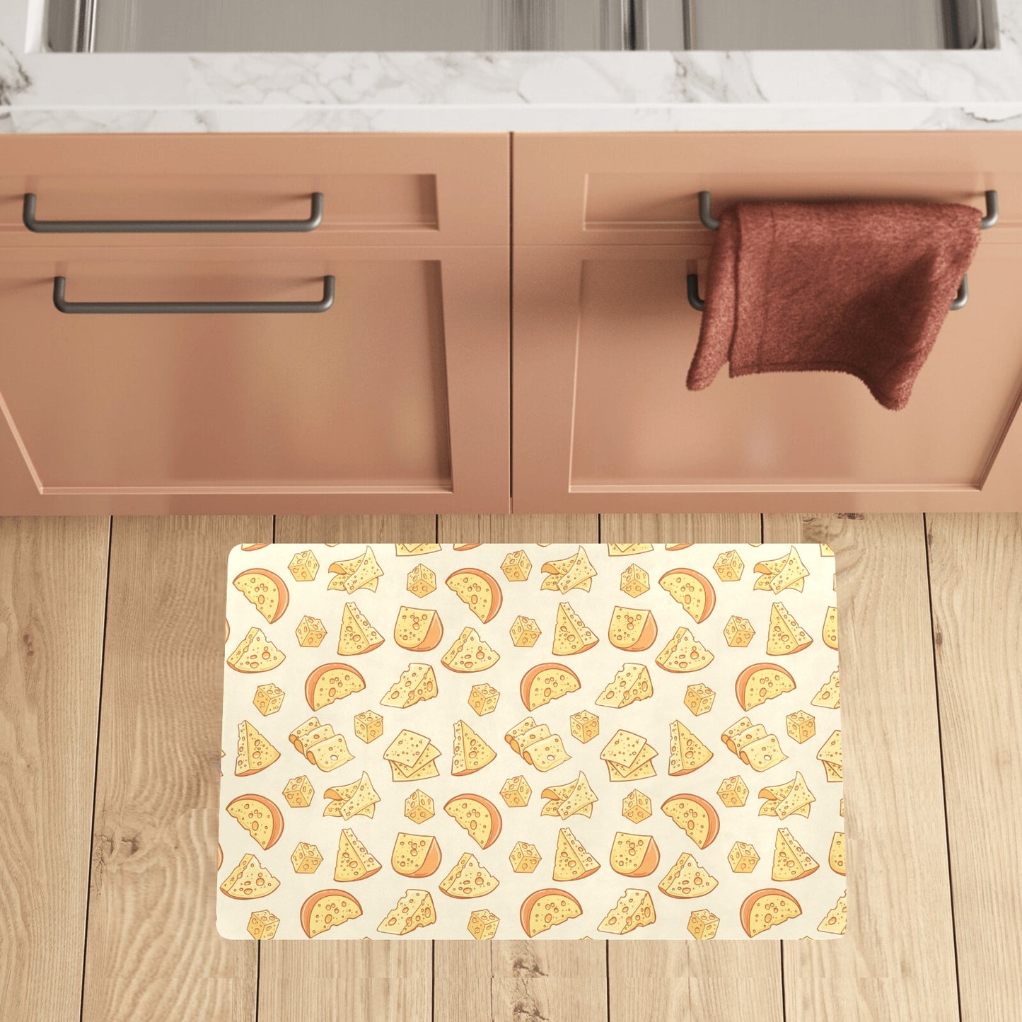 Cheese Pattern Print Design 01 Kitchen Mat