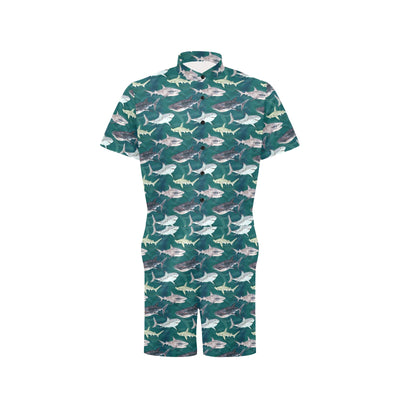 Shark Style Print Men's Romper