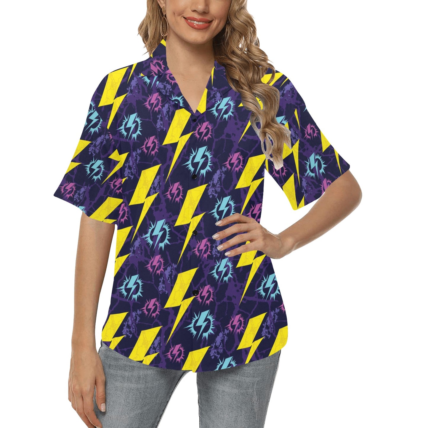 Lightning Thunder Pattern Print Design 01 Women's Hawaiian Shirt