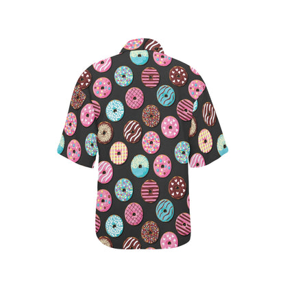 Donut Pattern Print Design DN02 Women's Hawaiian Shirt