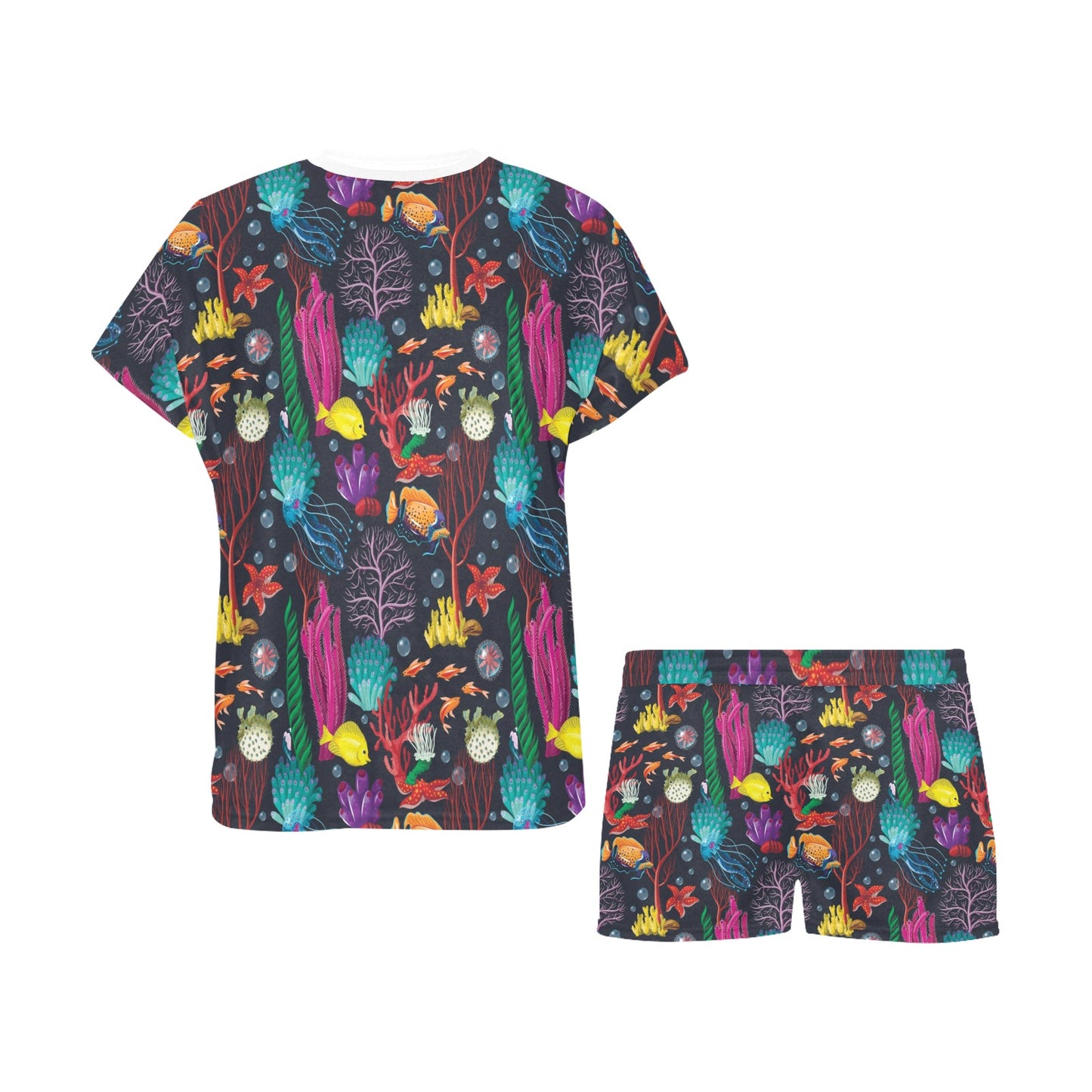 Underwater Cute Print Design LKS303 Women's Short Pajama Set