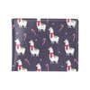 Llama with Candy Cane Themed Print Men's ID Card Wallet