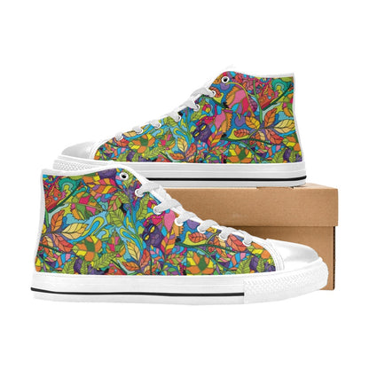 Trippy Print Design LKS301 High Top Women's White Shoes