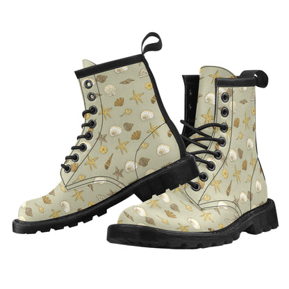Seashell Beach Print Design LKS303 Women's Boots