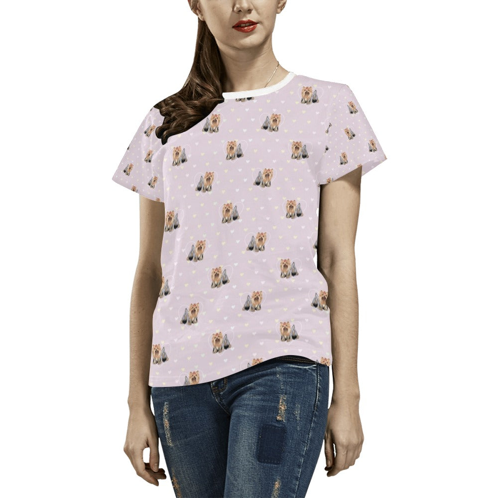 Yorkshire Terriers Print Design LKS302 Women's  T-shirt