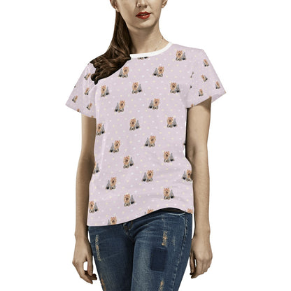 Yorkshire Terriers Print Design LKS302 Women's  T-shirt