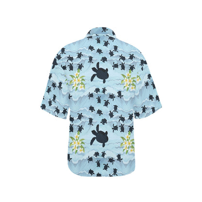 Sea Turtle Pattern Print Design T011 Women's Hawaiian Shirt