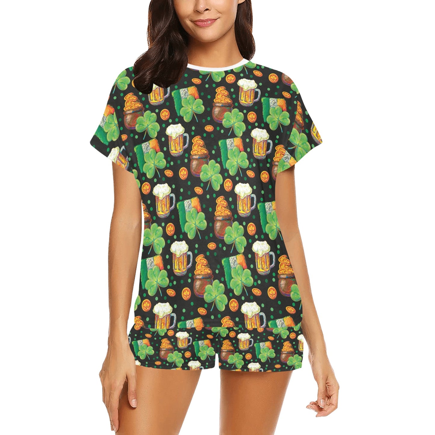 St Patricks Day Print Design LKS303 Women's Short Pajama Set