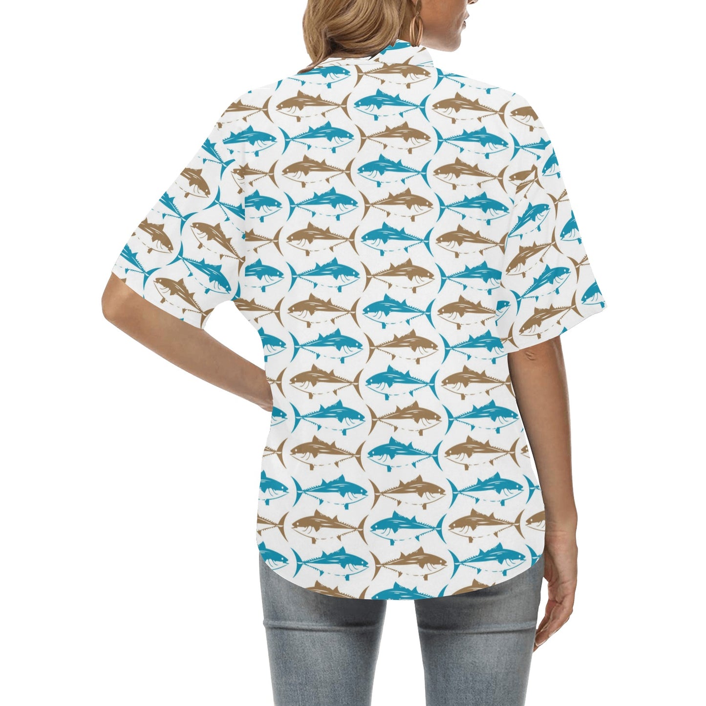 Tuna Fish Print Design LKS301 Women's Hawaiian Shirt