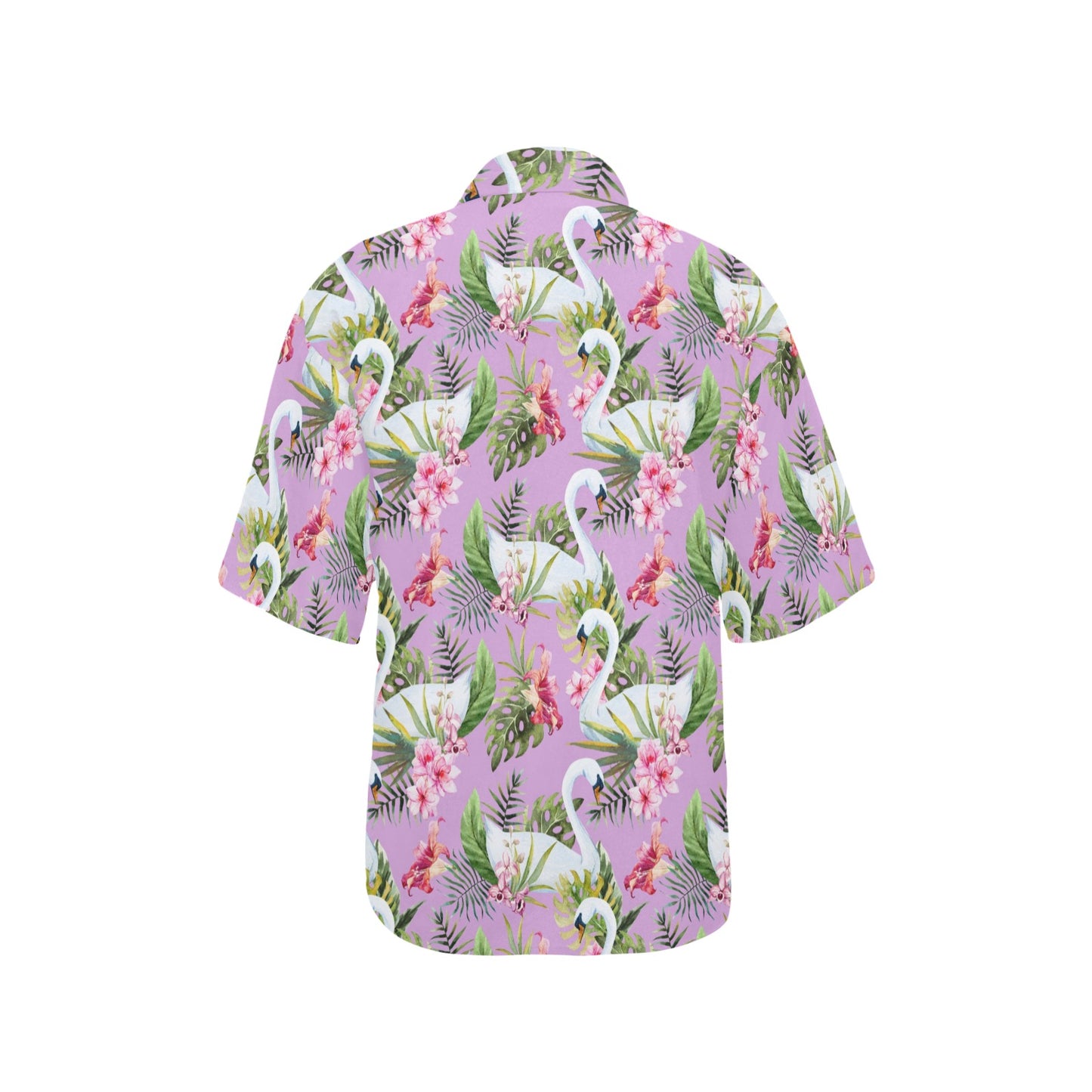 Swan with Flower Pattern Print Design 01 Women's Hawaiian Shirt
