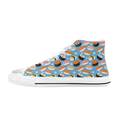 Sushi Print Design LKS304 High Top Women's White Shoes