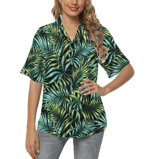 Tropical Flower Pattern Print Design TF08 Women's Hawaiian Shirt