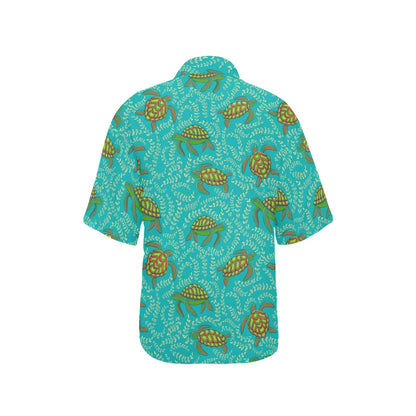 Sea Turtle Pattern Print Design T010 Women's Hawaiian Shirt