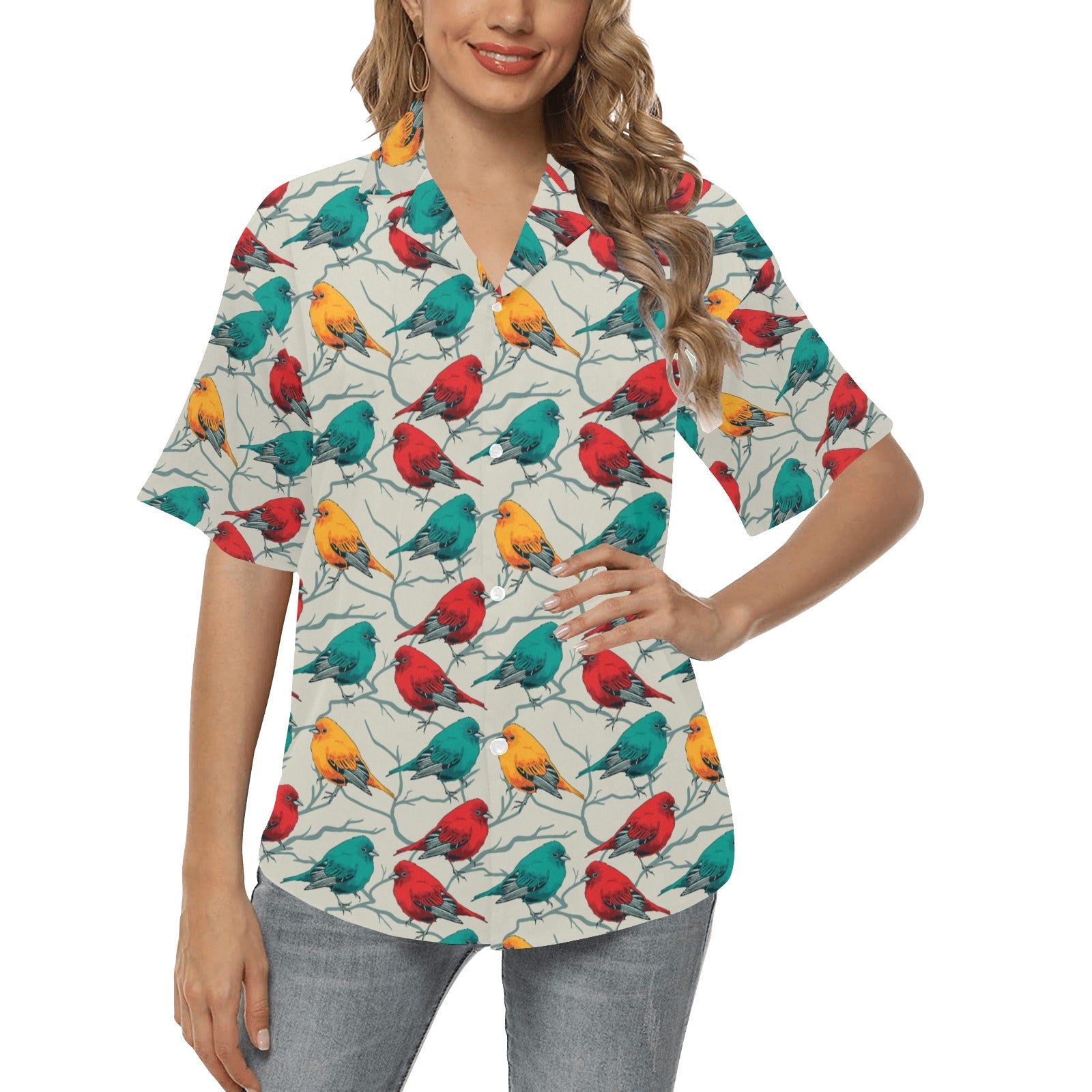 Birds Pattern Print Design 04 Women's Hawaiian Shirt