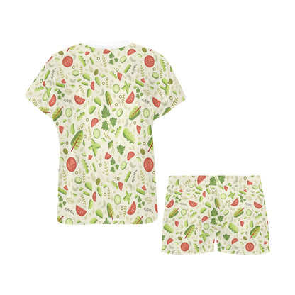 Salad Vegetable Print Design LKS302 Women's Short Pajama Set