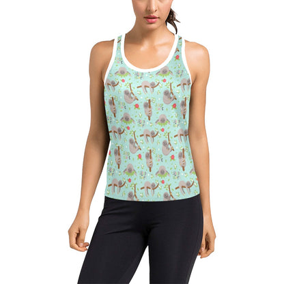 Sloth Print Design LKS305 Women's Racerback Tank Top