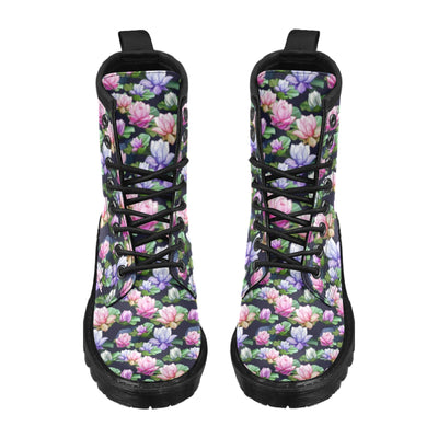 Lotus Flower Print Design Women's Boots