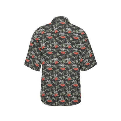 Aloha Palm Tree Design Themed Print Women's Hawaiian Shirt