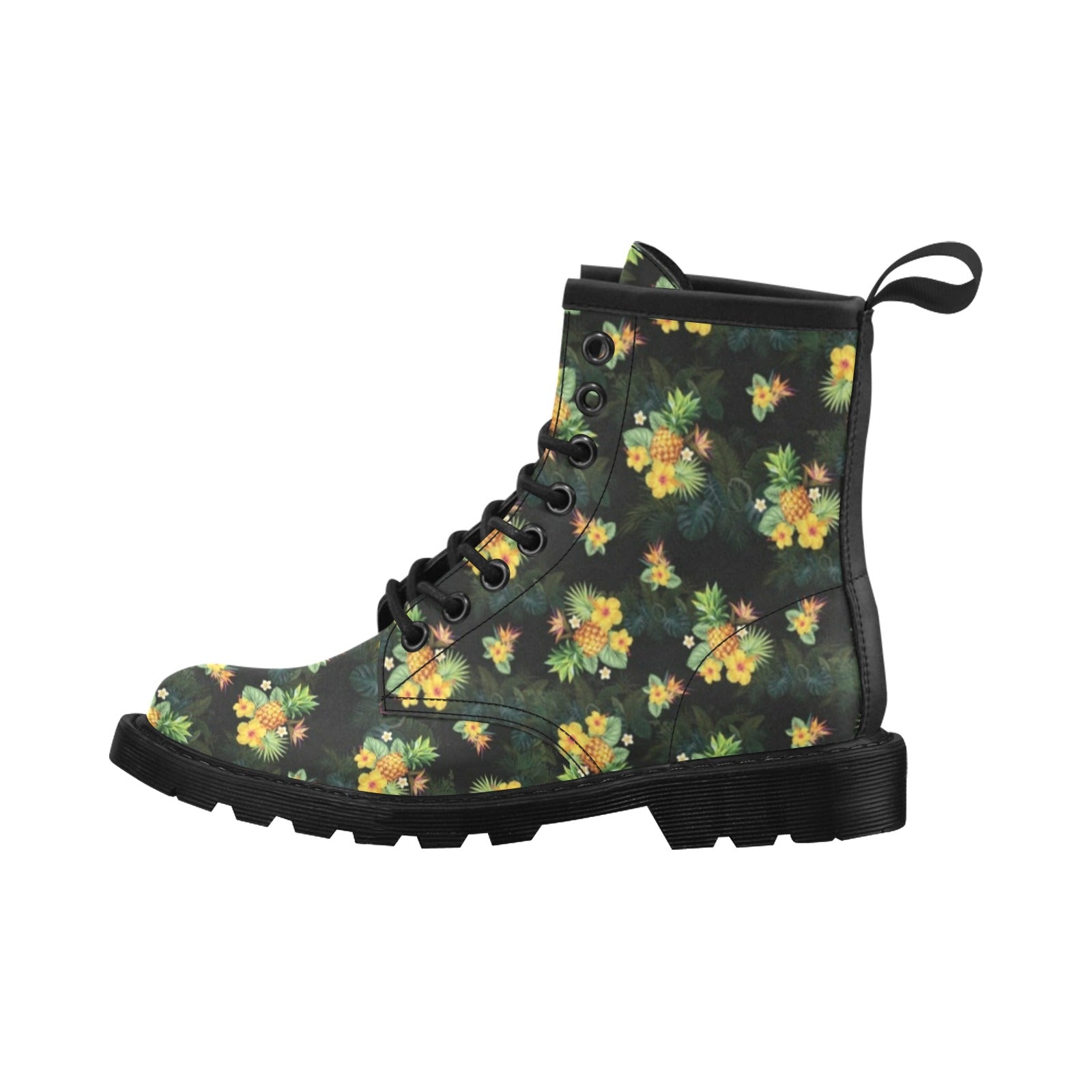 Pineapple Tropical Flower Print Pattern Women's Boots