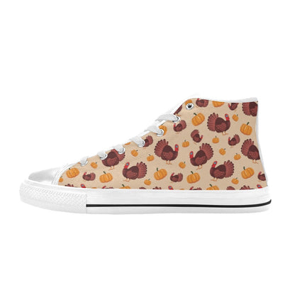 Thanksgiving Print Design LKS308 High Top Women's White Shoes