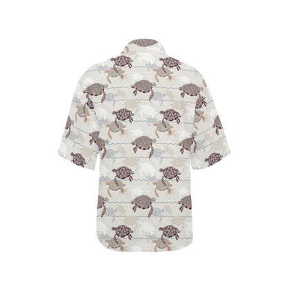Sea Turtle Pattern Print Design T07 Women's Hawaiian Shirt